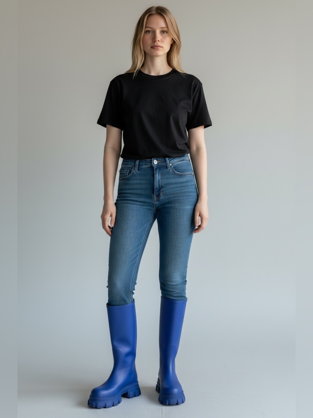 H&M Tall Waterproof Rain Boots in Blue